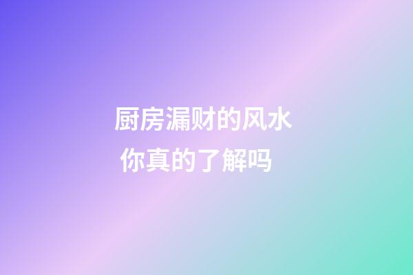 厨房漏财的风水  你真的了解吗